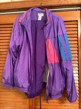 Vintage Purple Colorblock Windbreaker Jacket pant set